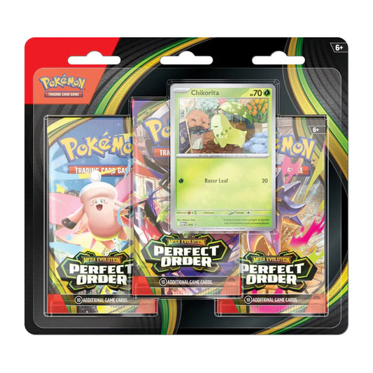 POKEMON Mega Evolutions Perfect Order 3 Pack Blister (Chikorita)