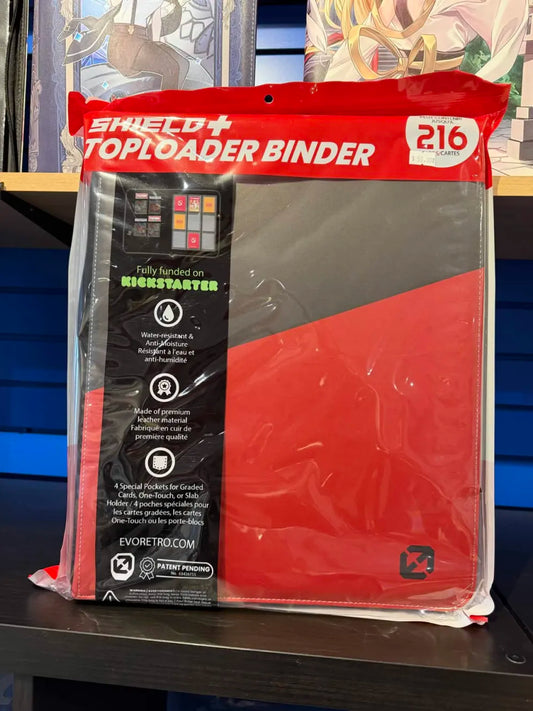 Evoretro Top Loader Binder 9 Pocket Zipper Black Red