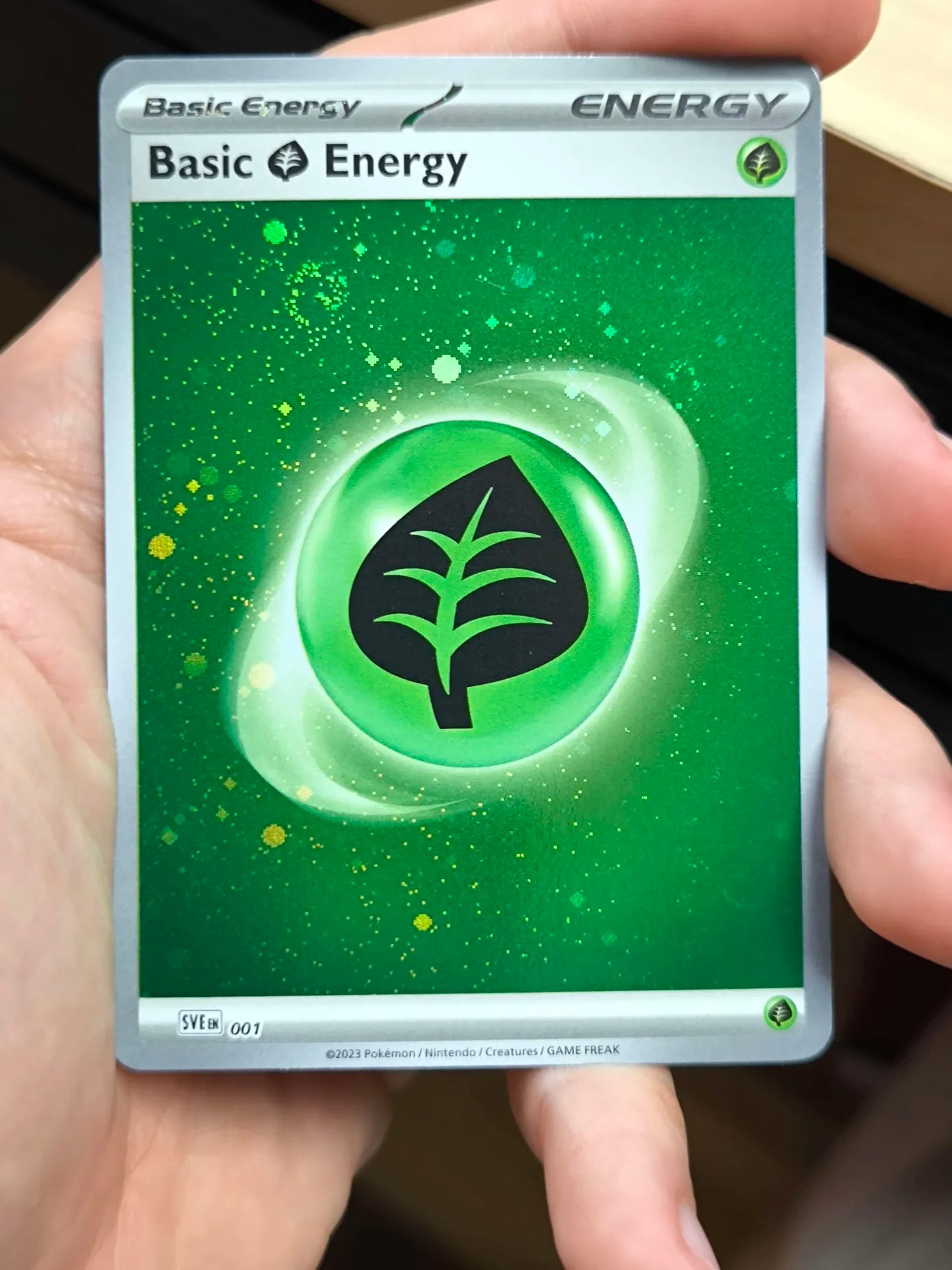 Basic Grass Energy (Cosmos Holo) 1 - SV01 Scarlet & Violet Base Set Holofoil 3 SWIRLS