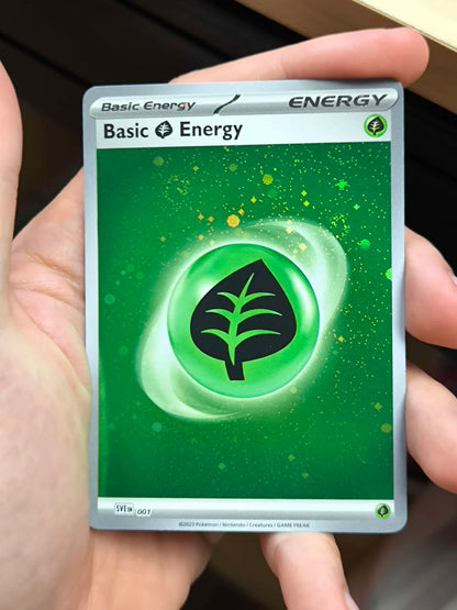 Basic Grass Energy (Cosmos Holo) 1 - SV01 Scarlet & Violet Base Set Holofoil 3 SWIRLS