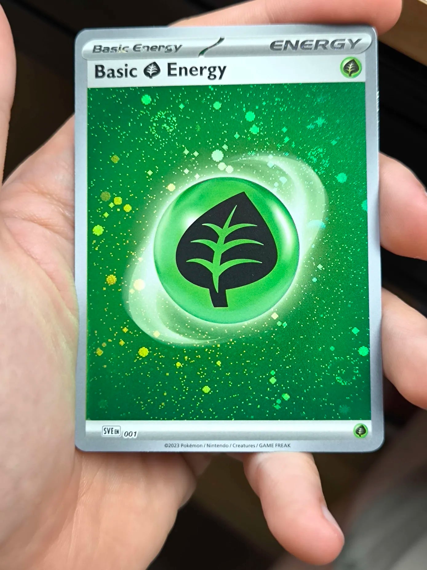 Basic Grass Energy (Cosmos Holo) 1 - SV01 Scarlet & Violet Base Set Holofoil 3 SWIRLS