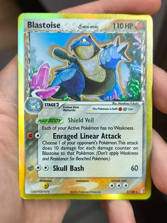 Blastoise δ 2/100 - Crystal Guardians Holofoil FOIL LINE ERROR MP