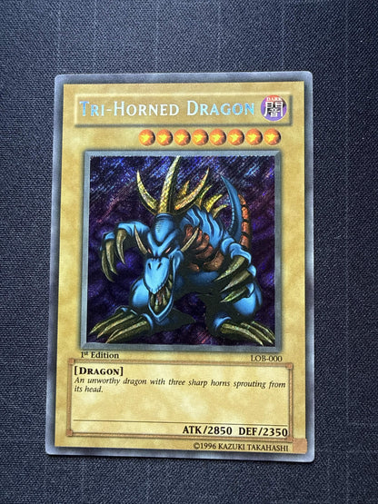 Tri-Horned Dragon (LOB-000) (LOB-000) - The Legend of Blue Eyes White Dragon 1st Edition VLP (WAVY FADED)