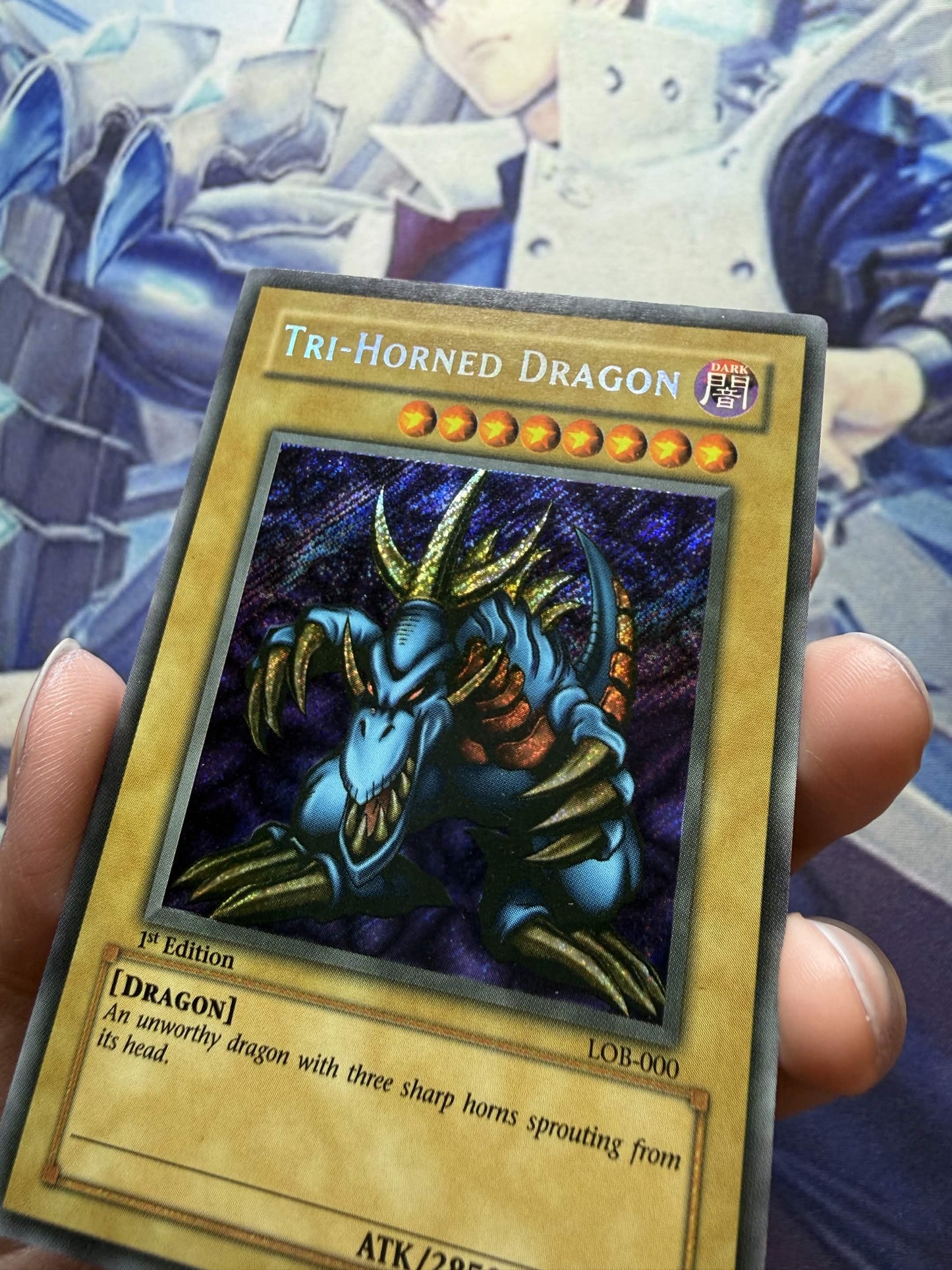 Tri-Horned Dragon (LOB-000) (LOB-000) - The Legend of Blue Eyes White Dragon 1st Edition VLP (WAVY FADED)