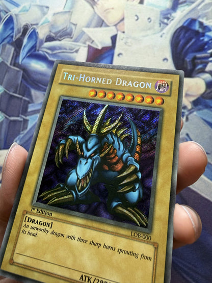 Tri-Horned Dragon (LOB-000) (LOB-000) - The Legend of Blue Eyes White Dragon 1st Edition VLP (WAVY FADED)