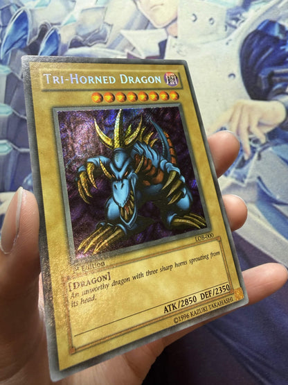 Tri-Horned Dragon (LOB-000) (LOB-000) - The Legend of Blue Eyes White Dragon 1st Edition VLP (WAVY FADED)