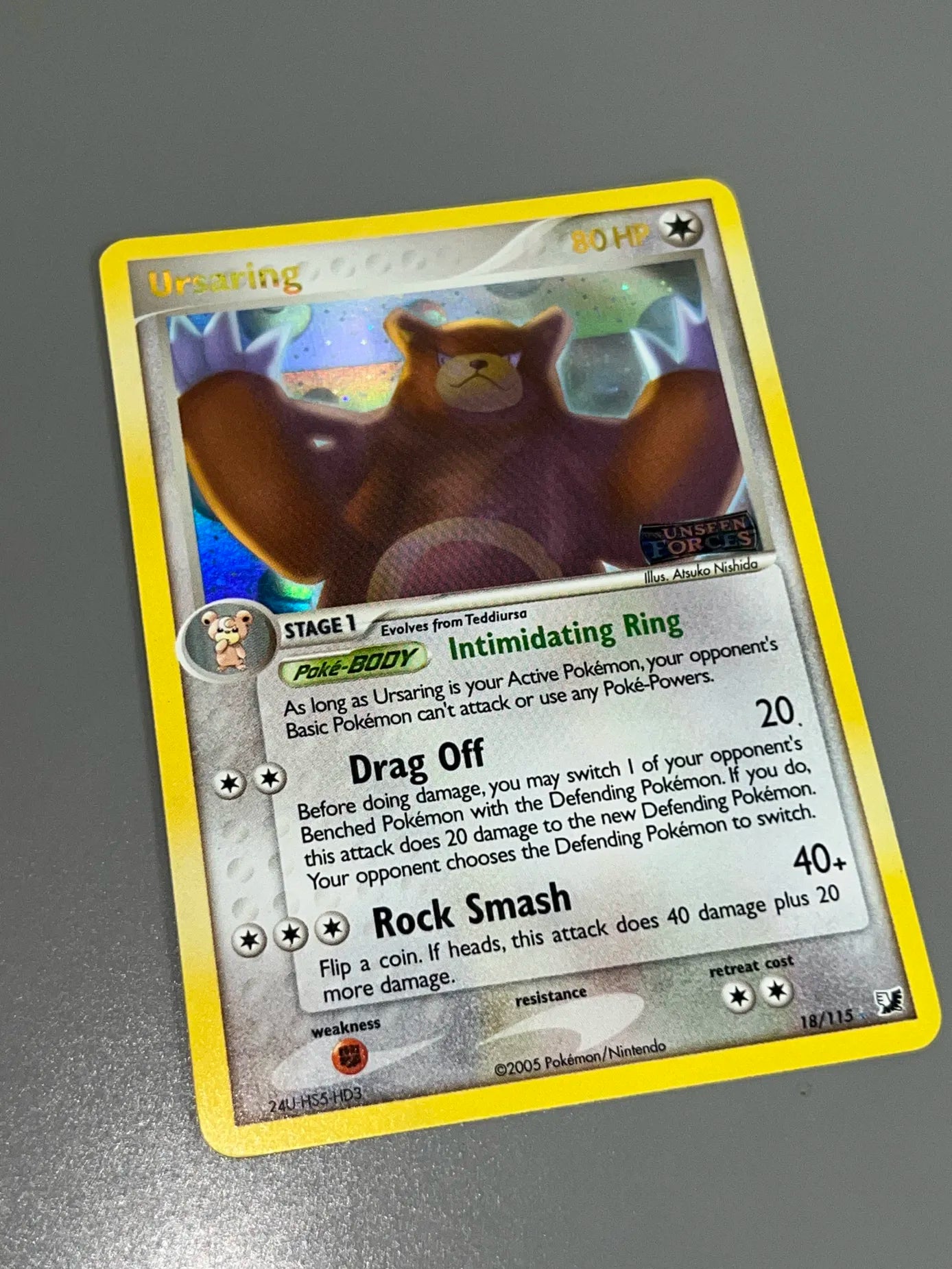 Ursaring 18/115 - Unseen Forces Reverse Holofoil LP FOIL LINE ERROR