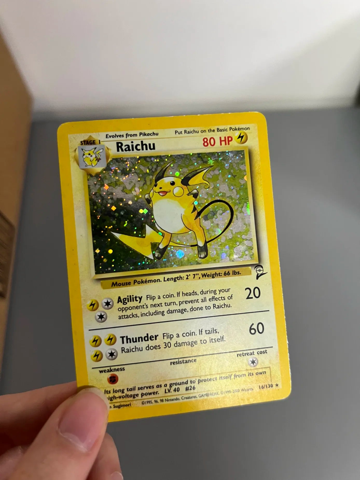 Raichu 16/130 - Base Set 2 Holofoil SWIRL HP