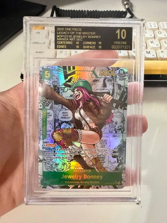 One Piece TCG 2025 Legacy Of The Maser Jewelry Bonney Managa Art Sec BGS 10