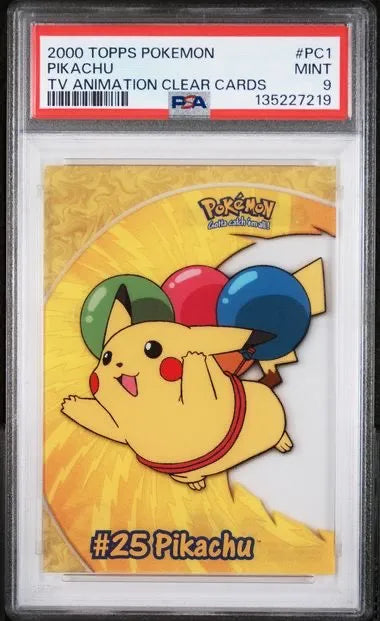 Pokemon 2000 Topps Pokemon Pikachu TV Animation Clear Cards #PC1 PSA 9 (c)