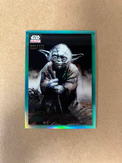 Topps Cards Aqua Refractor Chrome Yoda Star Wars Galaxy Serial 025/199 NM