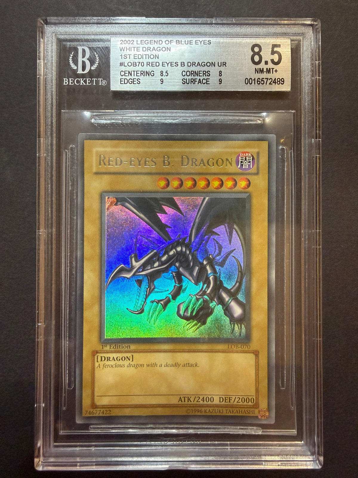 Yugioh Red-Eyes B. Dragon LOB-070 1st Edition Ultra Rare BGS 8.5