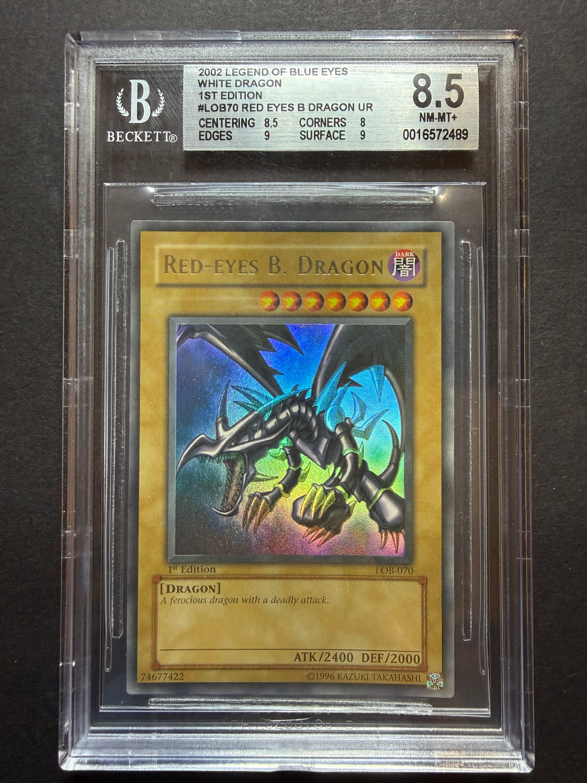 Yugioh Red-Eyes B. Dragon LOB-070 1st Edition Ultra Rare BGS 8.5