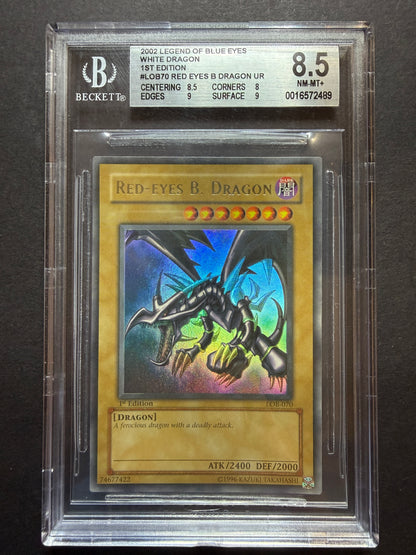 Yugioh Red-Eyes B. Dragon LOB-070 1st Edition Ultra Rare BGS 8.5