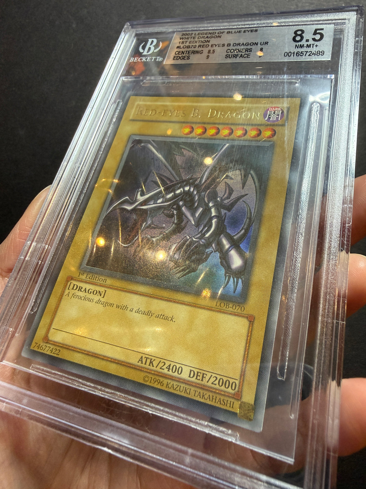 Yugioh Red-Eyes B. Dragon LOB-070 1st Edition Ultra Rare BGS 8.5