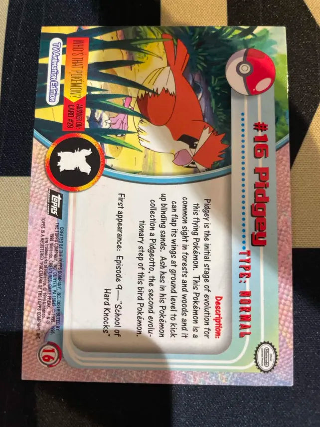 Topps Pidgey #16 Holo Pokemon LP