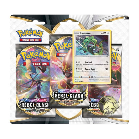 POKEMON Sword and Shield Rebel Clash 3 Pack Blister (Rayquaza) (w)