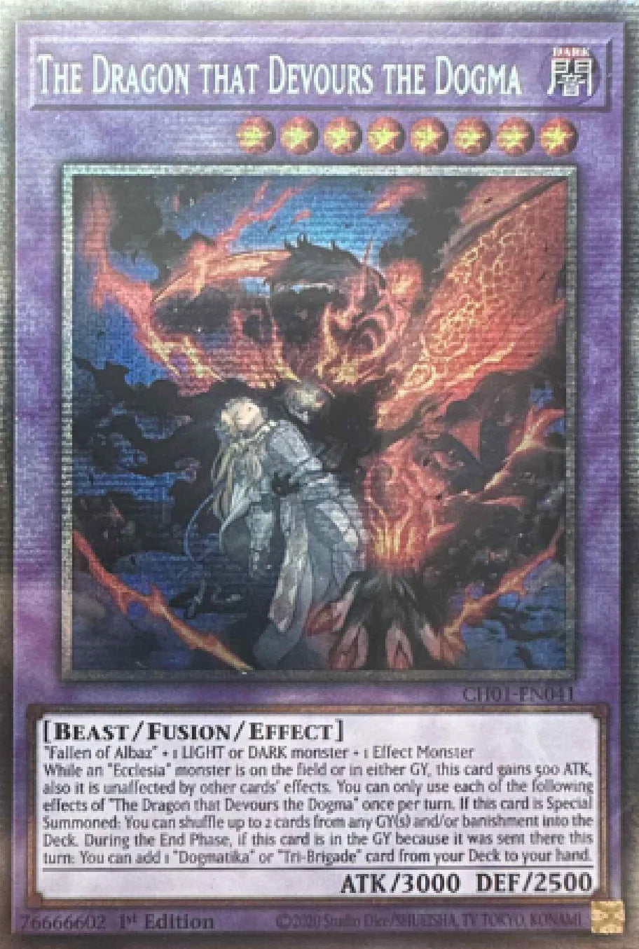 The Dragon that Devours the Dogma (Starlight Rare) (CH01-EN041) - THE CHRONICLES DECK: The Fallen & The Virtuous (All-Foil Edition) 1st Edition