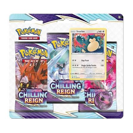 POKEMON Sword & Shield Chilling Reign 3 Pack Blister Snorlax (w)