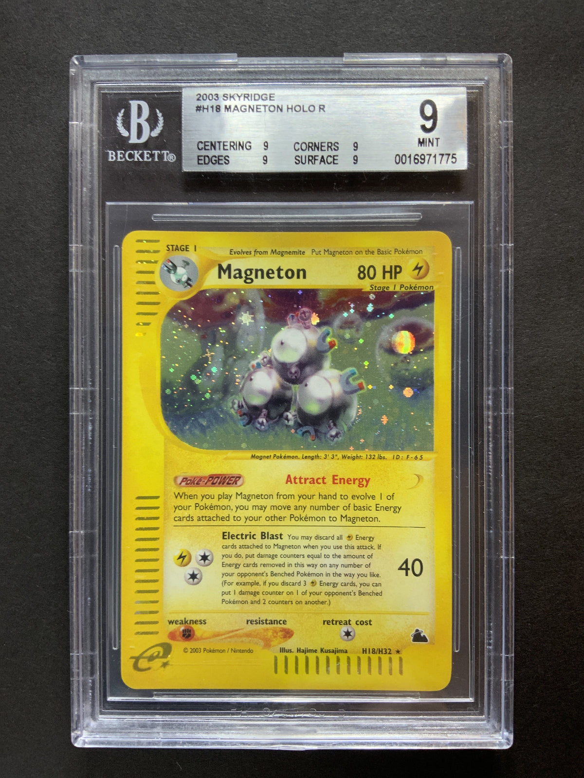 POKEMON Magneton Holo 2003 Skyridge H18/H32 BGS 9 (c)