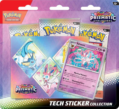 [PRE ORDER JAN 2025] Pokemon Prismatic Evolutions Tech Sticker Collection 3 Pack ENGLISH