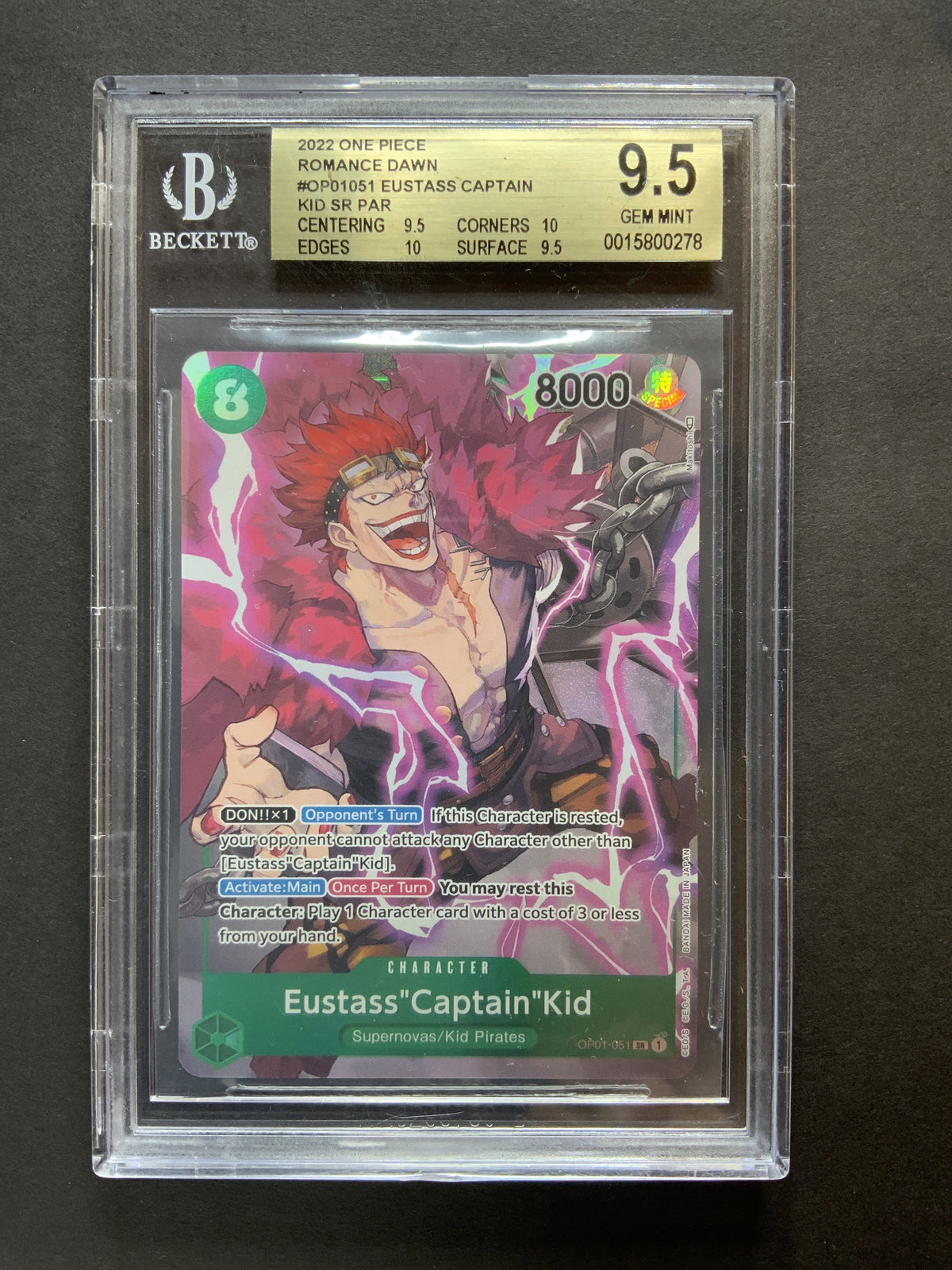 ONE PIECE Eustass"Captain"Kid Romance Dawn OP01-051 BGS 9.5