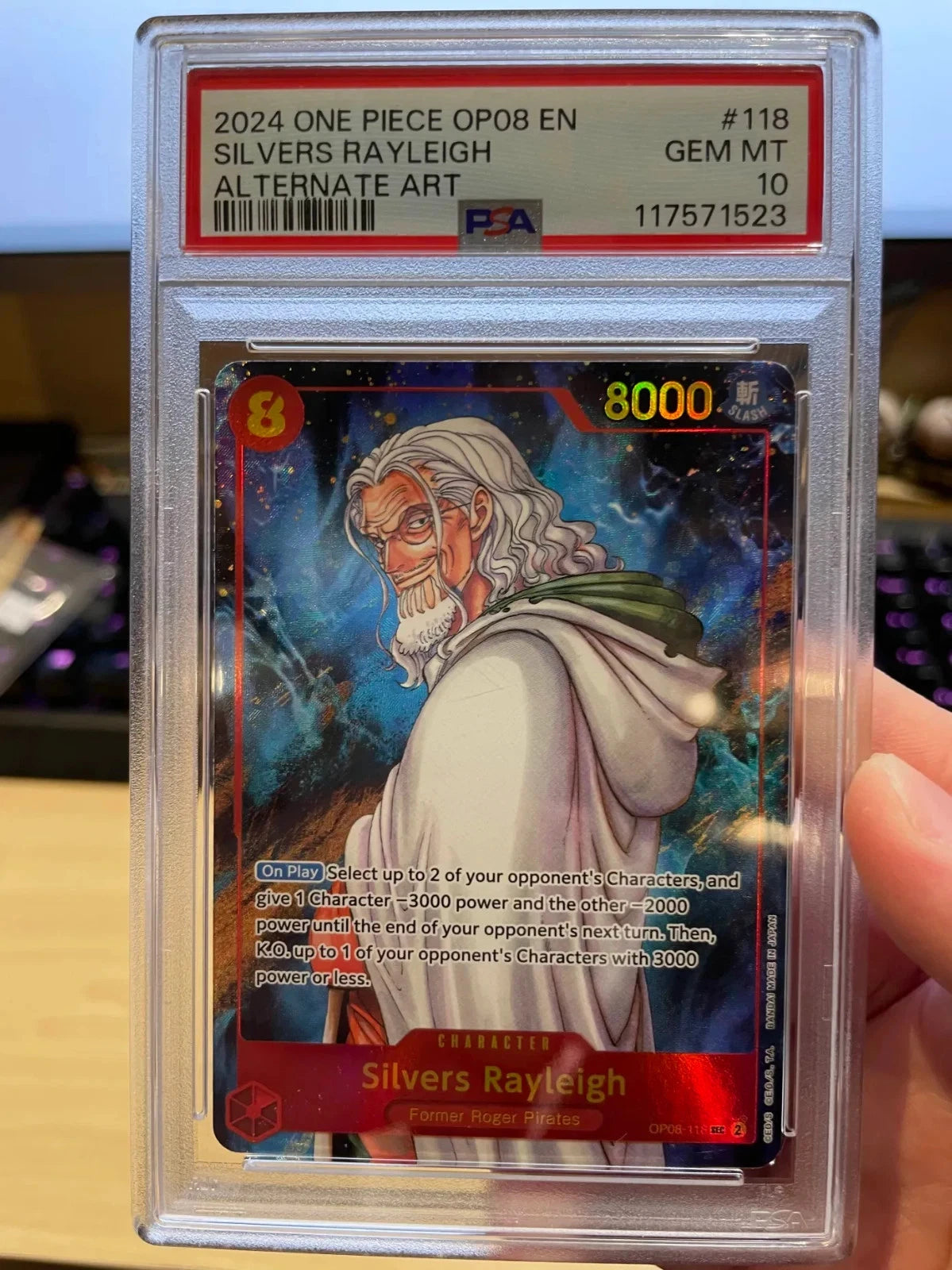 One Piece TCG - Silvers Rayleigh OP08-118 Secret Alternate Art PSA 10