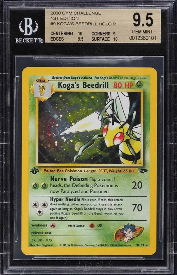 Pokemon Koga's Beedrill #9 Holo R 1st ed 2000 Gym Challenge BGS 9.5