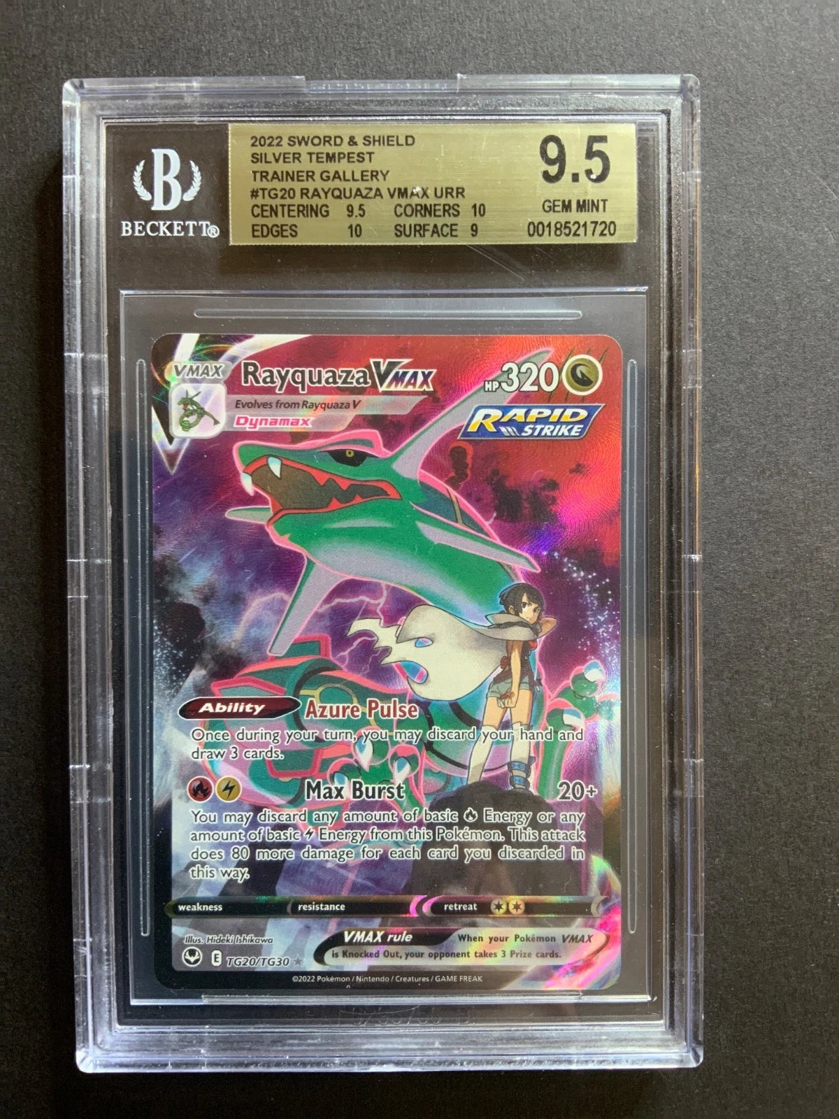 Pokemon S & S Silver Tempest Trainer Gallery Rayqyaza VMAX TG20 BGS 9.5