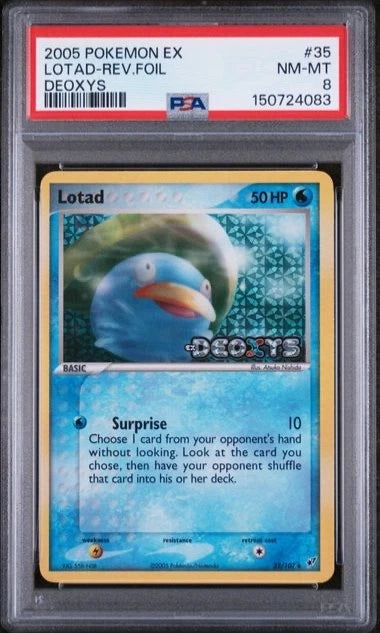 Pokemon 2005 Pokemon EX Lotad Rev. Foil Deoxys #35 PSA 8