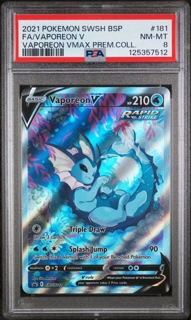 Pokemon Vaporeon V SWSH181 Sword & Shield Alternate Art Promo PSA 8