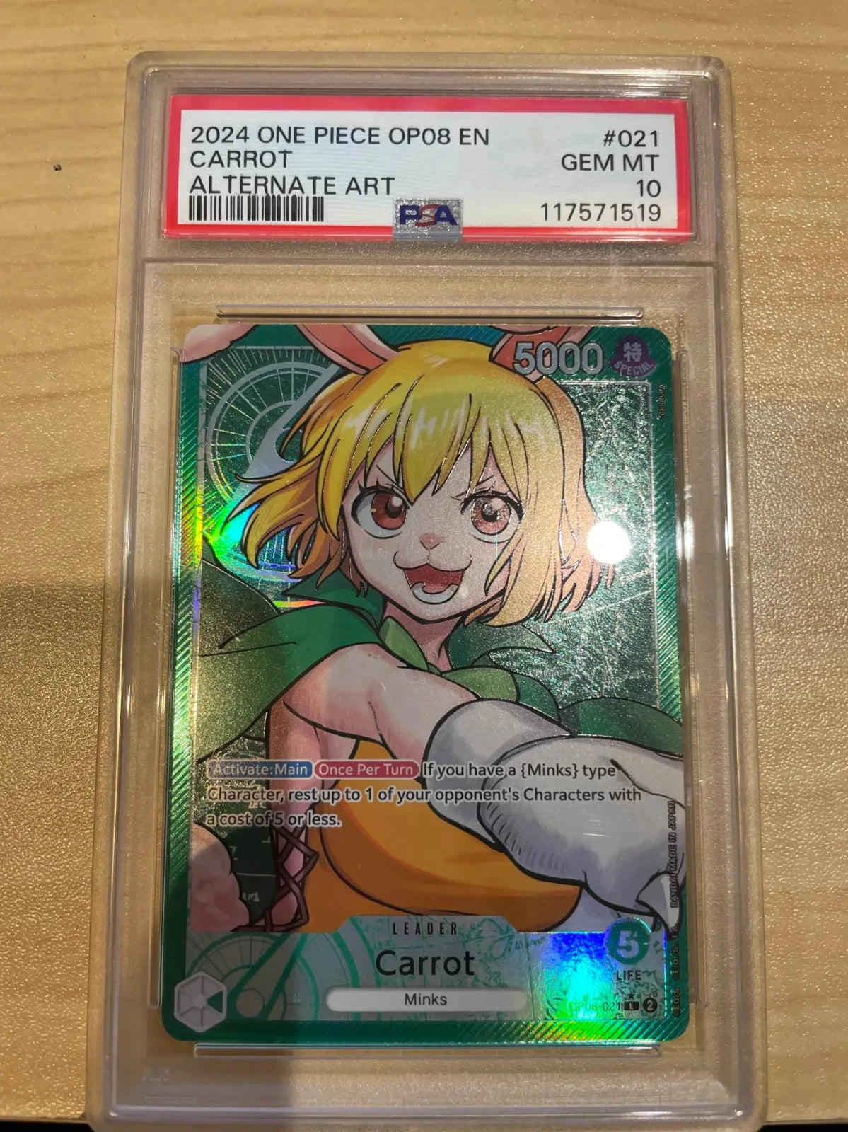 One Piece TCG - Carrot OP08-021 Alternate Art PSA 10