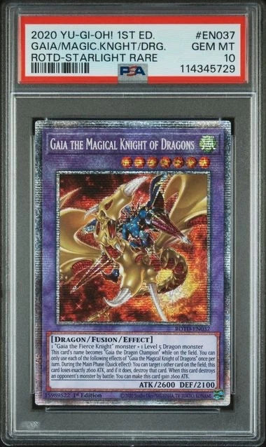 Yugioh 1ST ED. Gaia Magic KNGHT DRG. ROTD - Starlight Rare #EN037 PSA 10