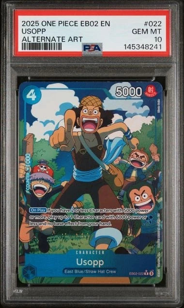 One Piece TCG 2025 EB02 EN Usopp Alternate Art #022 PSA 10
