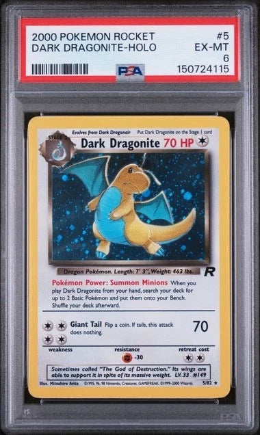Pokemon 2000 Rocket Dark Dragonite Holo #5 PSA 6