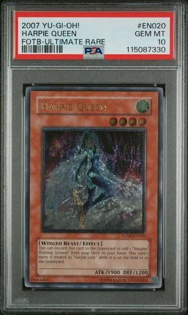 Yugioh Harpie Queen FOTB-EN020 Ultimate Rare PSA 10 POP 1