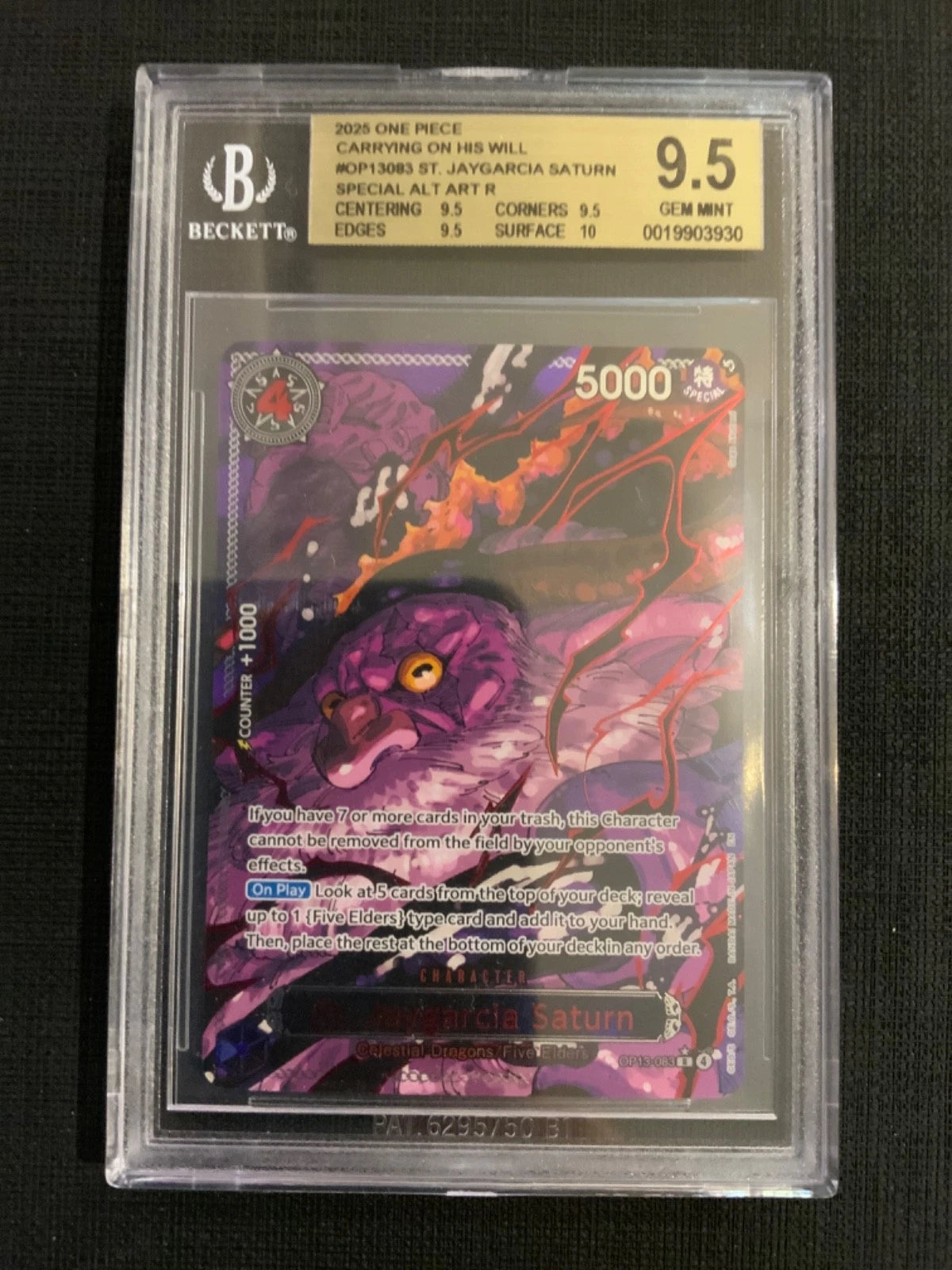 One Piece - St. Jaygarcia Saturn OP13-083 Special Alt Art BGS 9.5