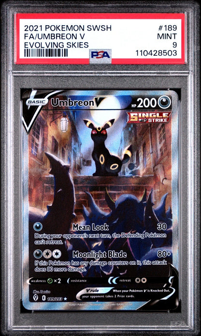 Pokemon Umbreon V Evolving Skies 189/203 Alternate Art PSA 9