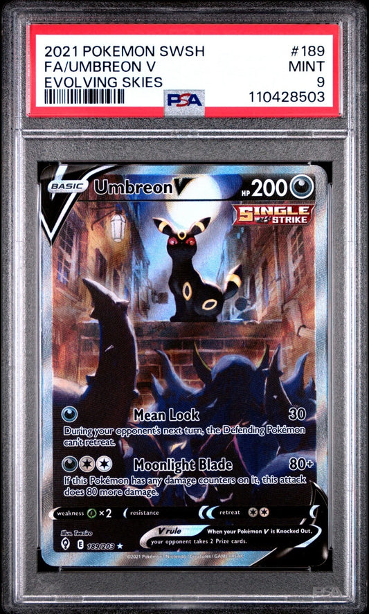 Pokemon Umbreon V Evolving Skies 189/203 Alternate Art PSA 9