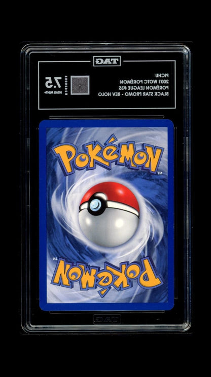 Pokemon Pichu 2001 WOTC Pokemon League #35 Black Star Promo REV Holo TAG 7.5