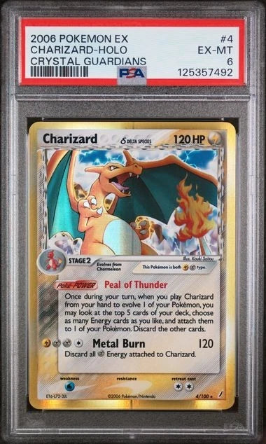 Pokemon Charizard 4/100 Crystal Guardians Holo PSA 6