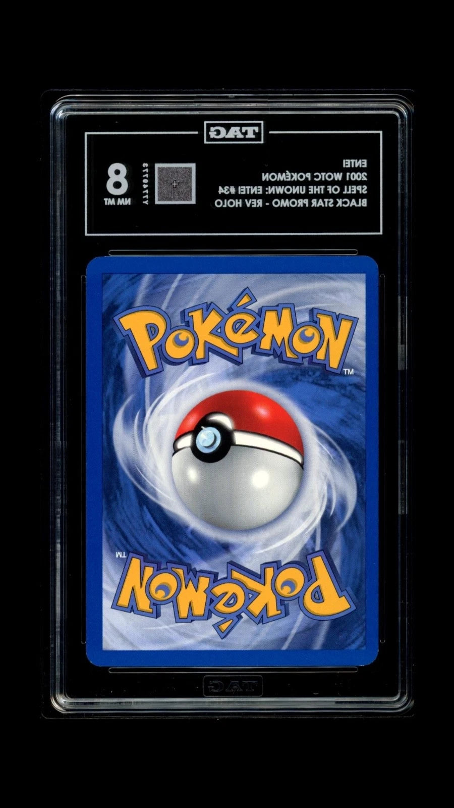 Pokemon Entei 2002 WOTC Spell of The Unown #34 Black Star REV HOLO TAG 8