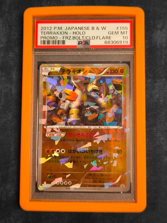 Pokemon Terrakion Japanese Black & White Promo 155/BW-P Cracked Ice Holo PSA 10