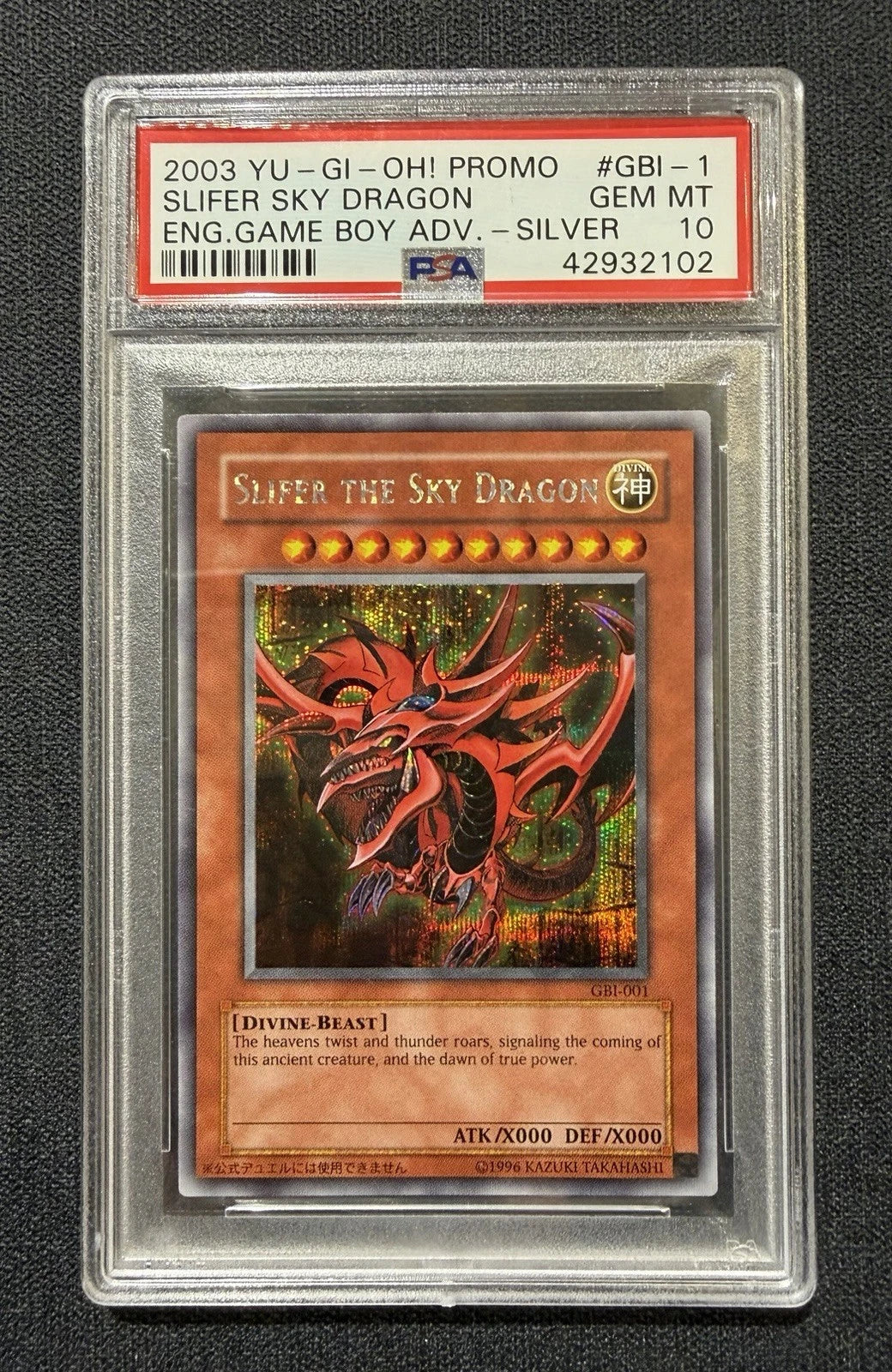 Yugioh - Slifer the Sky Dragon GBI Secret PSA 10 GEM MINT (42932102)