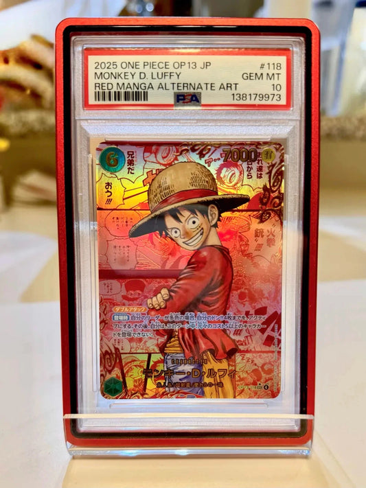 One Piece TCG - Monkey.D.Luffy Red Manga Sec Alt Art OP13-118 Japanese PSA 10