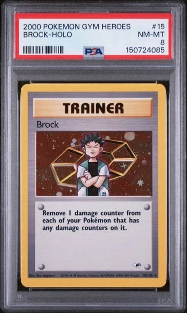 Pokemon 2000 Pokemon Gym Heroes Brock Holo #15 PSA 8