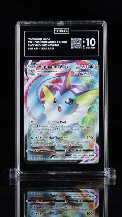 Pokemon Vaporeon VMAX 2021 S&S Evolving Skies #030/203 FA - UR TAG 10 Gem Mint
