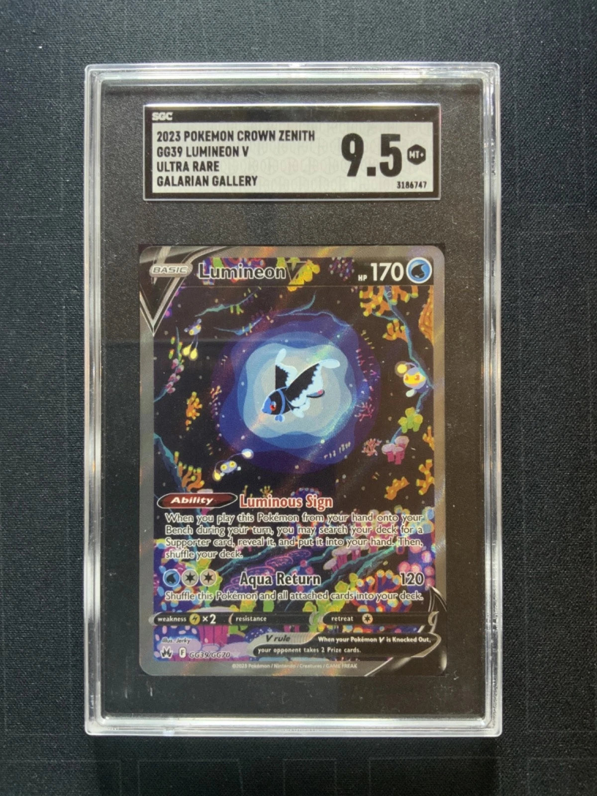 Pokemon 2023 Crown Zenith GG39 Lumineon V UR Galarian Gallery SGC 9.5 MT+
