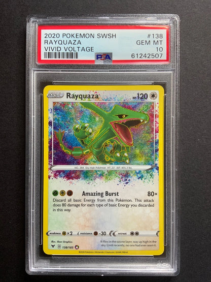 Pokemon Rayquaza Vivd Voltage SWSH # 138 PSA 10