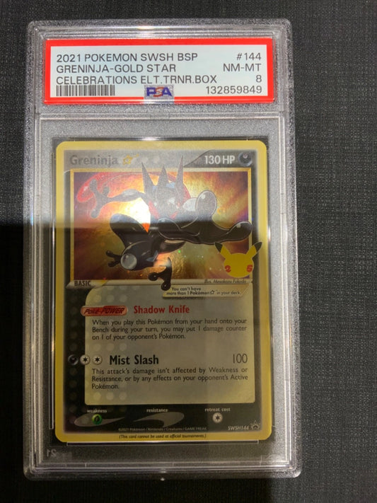 Pokemon - Greninja Gold Star SWSH144 Celebrations PSA 8